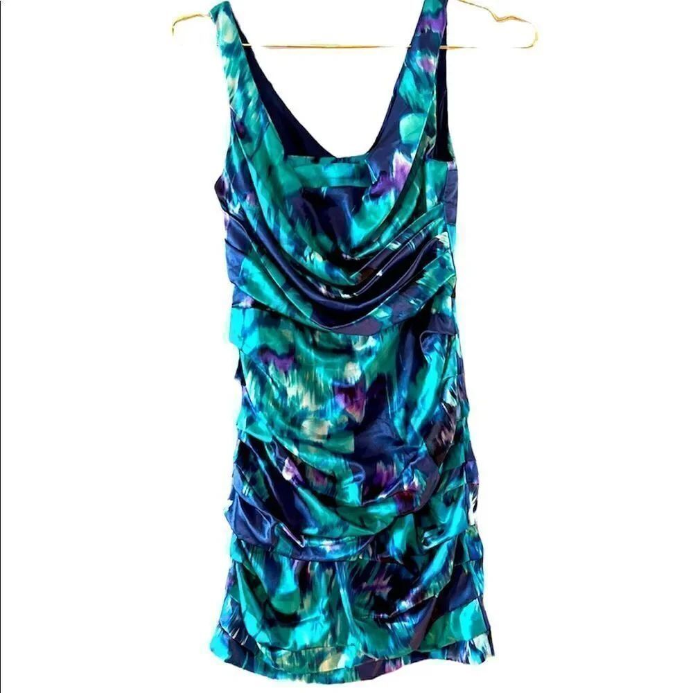Express Silk Blend Sleeveless Ruched Dress